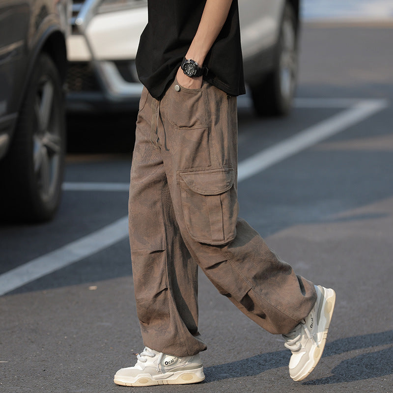 Men's Wide Leg Camouflage Workwear Pants