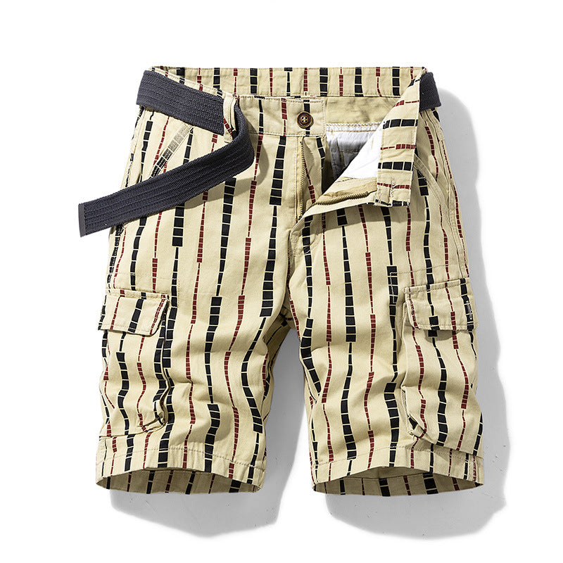 Men's Casual Striped Five-Point Workwear Shorts