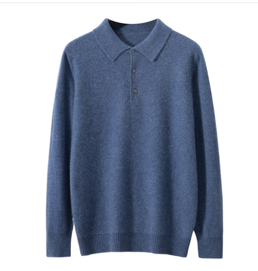 Men's Cashmere Knitted Polo Collar Shirt
