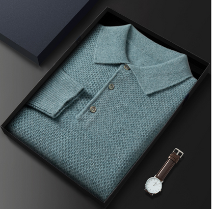 Men's Cashmere Knitted Polo Collar Shirt