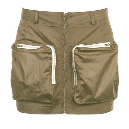 Zipper Trend Workwear Style Skirt