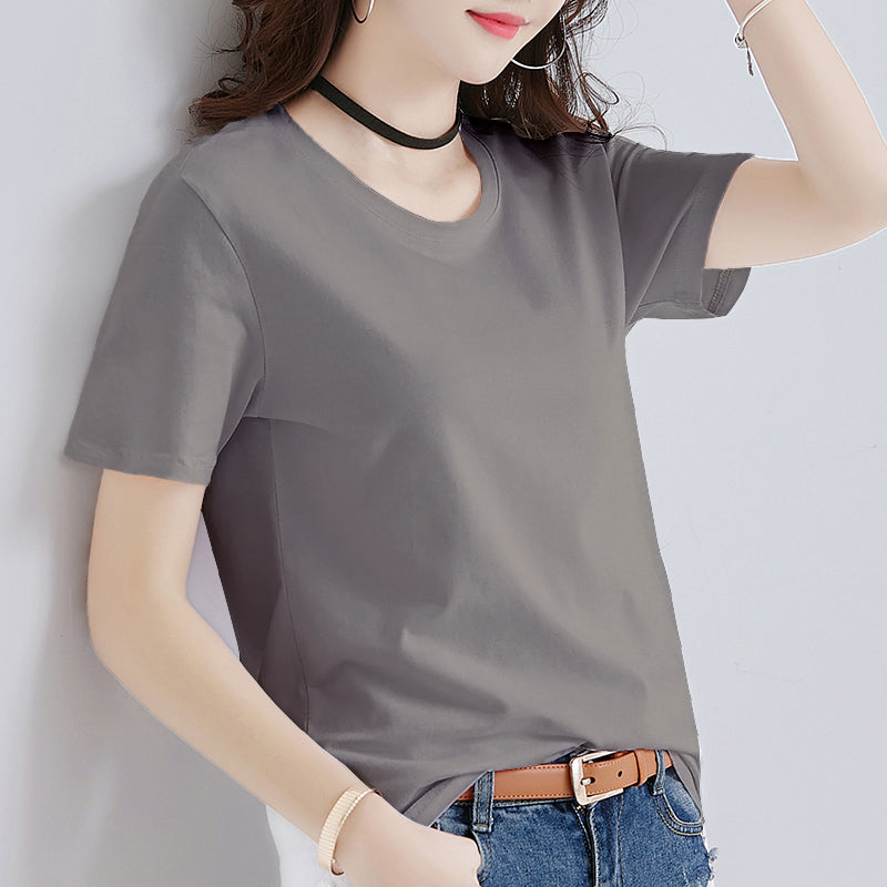 Women's Loose Fit White Cotton T-Shirt Summer 2020