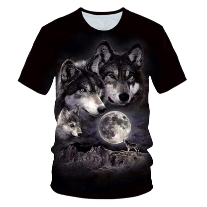 Cool Wolf Print Harajuku Scene Polyester Men's T-Shirt