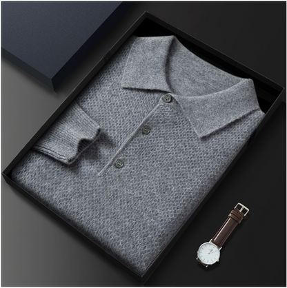 Men's Cashmere Knitted Polo Collar Shirt