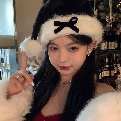 Red Bow Christmas Hat for Women's Headwear