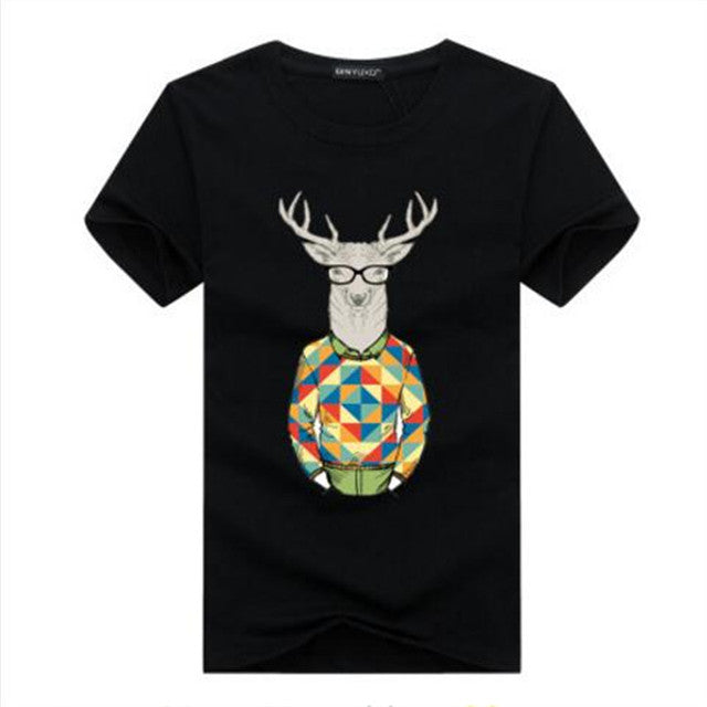 Binyuxd Men's Cotton Summer T-Shirt Casual Print