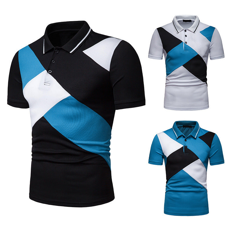Color Block Short Sleeve Polo Shirt