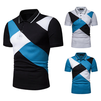 Color Block Short Sleeve Polo Shirt