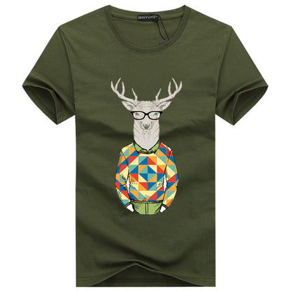 Binyuxd Men's Cotton Summer T-Shirt Casual Print