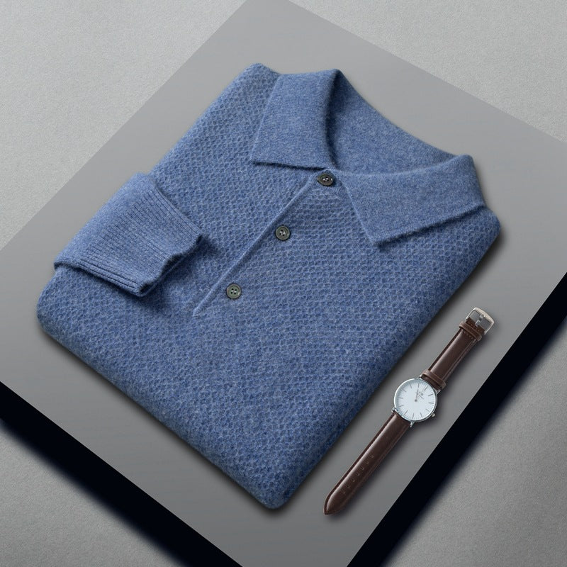 Men's Cashmere Knitted Polo Collar Shirt