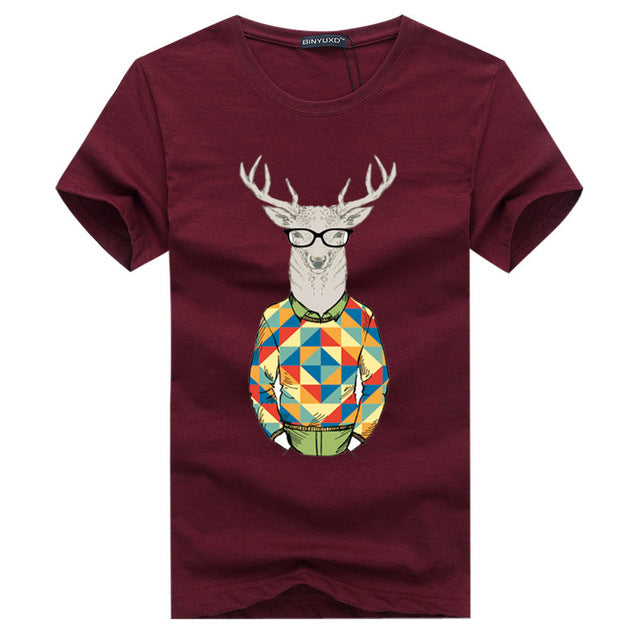 Binyuxd Men's Cotton Summer T-Shirt Casual Print
