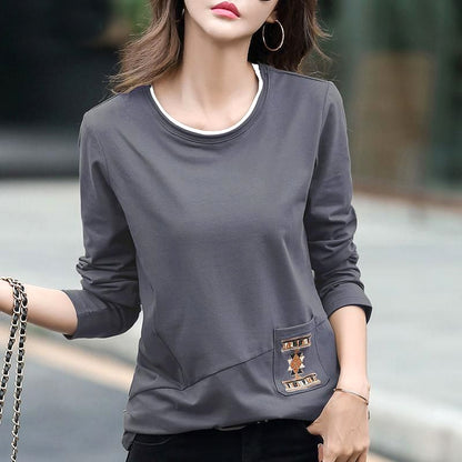 Korean Casual Women's Slim Fit Cotton T-Shirt