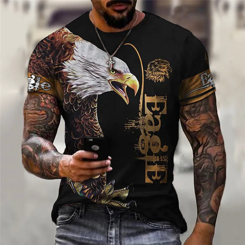Cool Wolf Print Harajuku Scene Polyester Men's T-Shirt