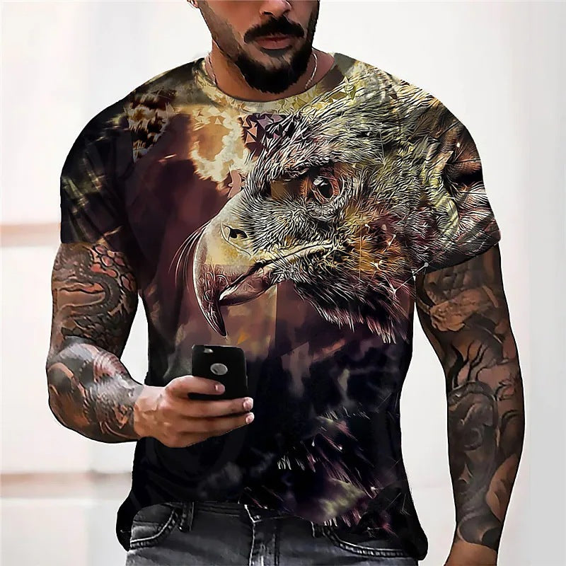 Cool Wolf Print Harajuku Scene Polyester Men's T-Shirt