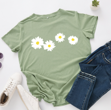 100% Cotton Women's T-Shirt with Cute Hedgehog Print