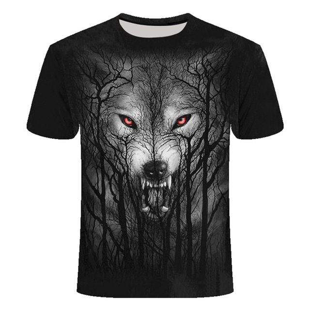 Cool Wolf Print Harajuku Scene Polyester Men's T-Shirt