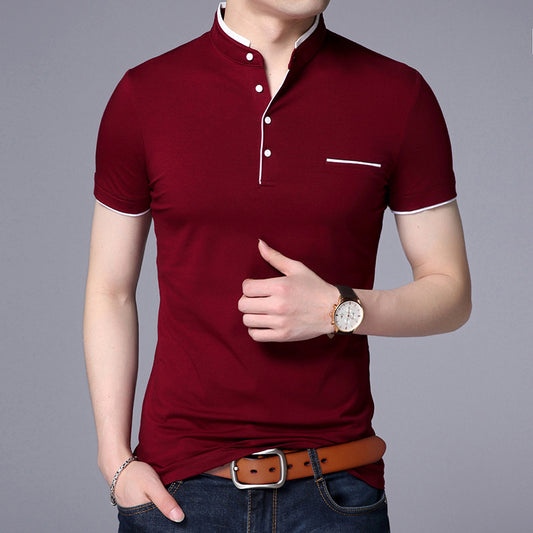 Men's Fashionable Solid Color Cotton Polo T-Shirt