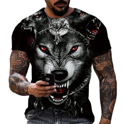 Cool Wolf Print Harajuku Scene Polyester Men's T-Shirt