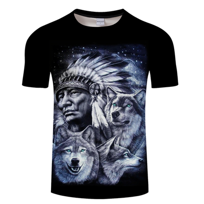 Cool Wolf Print Harajuku Scene Polyester Men's T-Shirt
