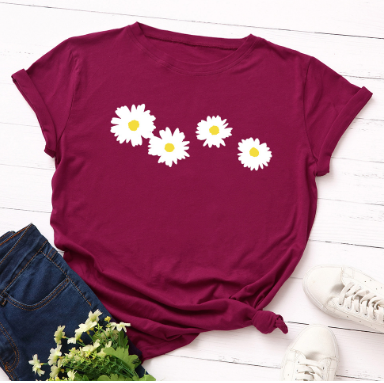 100% Cotton Women's T-Shirt with Cute Hedgehog Print