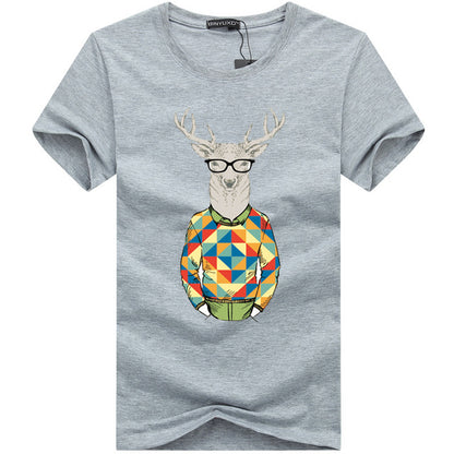 Binyuxd Men's Cotton Summer T-Shirt Casual Print