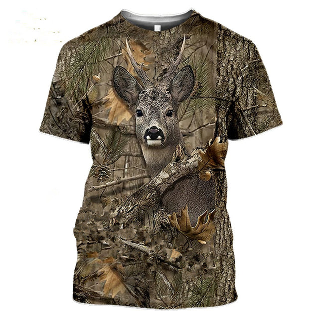 3D Camouflage Polyester Men's T-Shirt for Travel