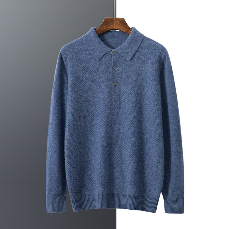 Men's Cashmere Knitted Polo Collar Shirt