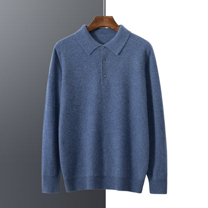 Men's Cashmere Knitted Polo Collar Shirt