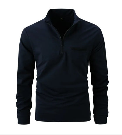 Men’s Casual Cotton Long Sleeve Polo Shirt