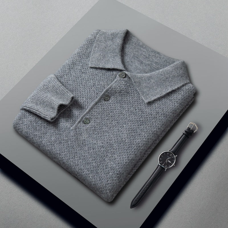 Men's Cashmere Knitted Polo Collar Shirt