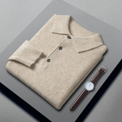 Men's Cashmere Knitted Polo Collar Shirt