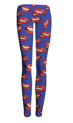 Red Lip Print Leggings for Yoga and Activewear