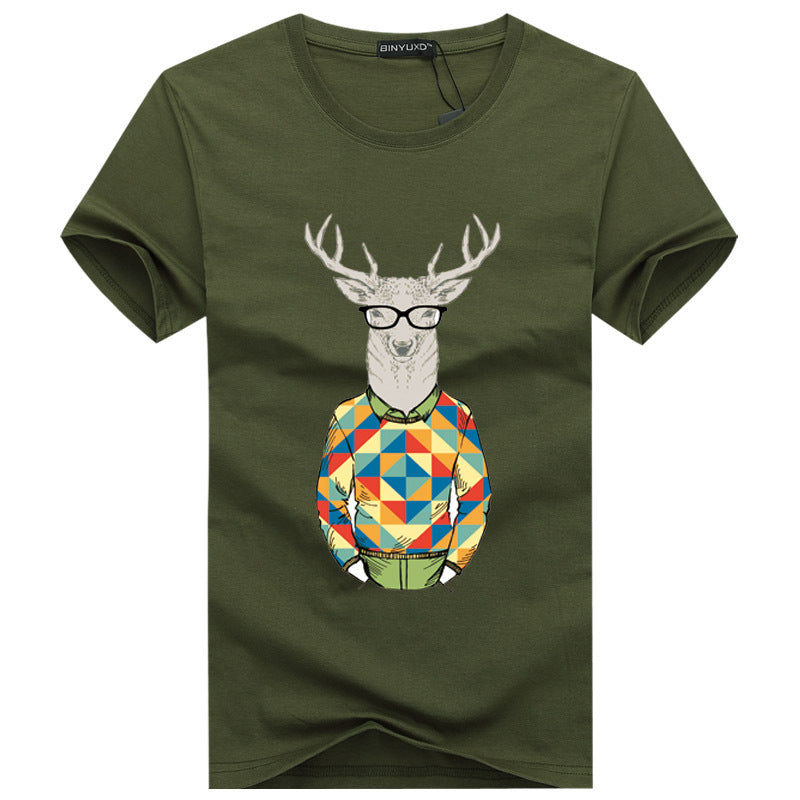 Binyuxd Men's Cotton Summer T-Shirt Casual Print