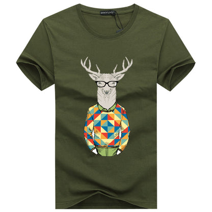 Binyuxd Men's Cotton Summer T-Shirt Casual Print