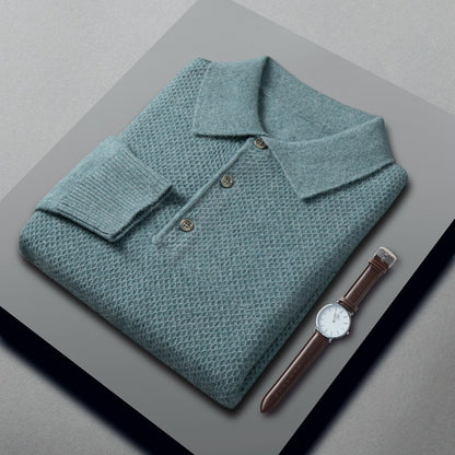 Men's Cashmere Knitted Polo Collar Shirt