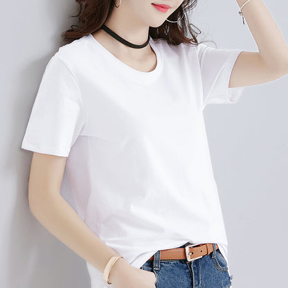 Women's Loose Fit White Cotton T-Shirt Summer 2020
