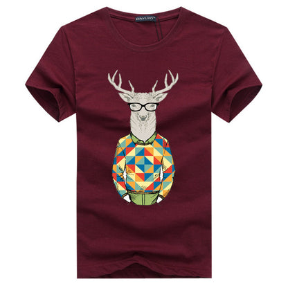 Binyuxd Men's Cotton Summer T-Shirt Casual Print