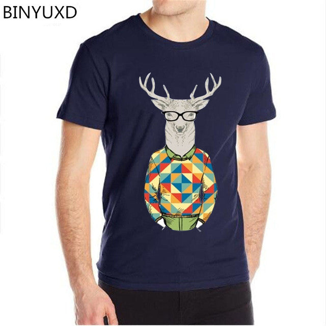 Binyuxd Men's Cotton Summer T-Shirt Casual Print