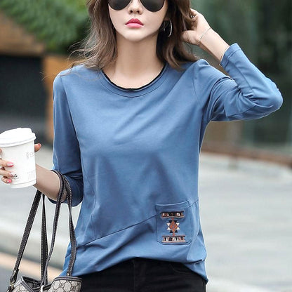 Korean Casual Women's Slim Fit Cotton T-Shirt