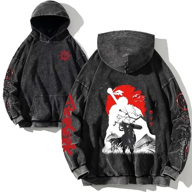 Customizable Retro Washed Cotton Oversized Hoodies