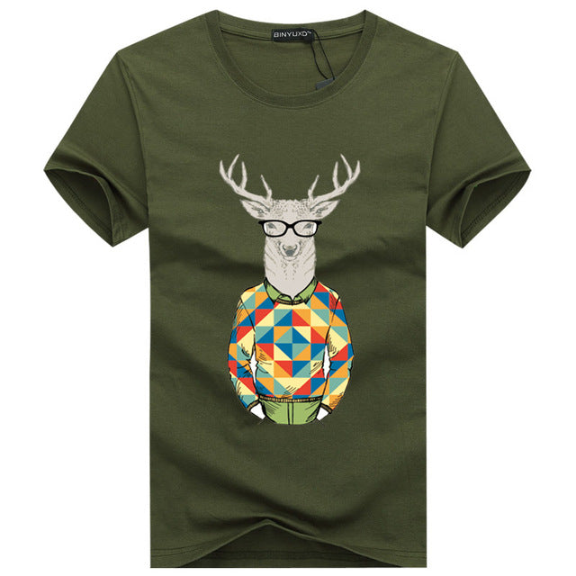 Binyuxd Men's Cotton Summer T-Shirt Casual Print