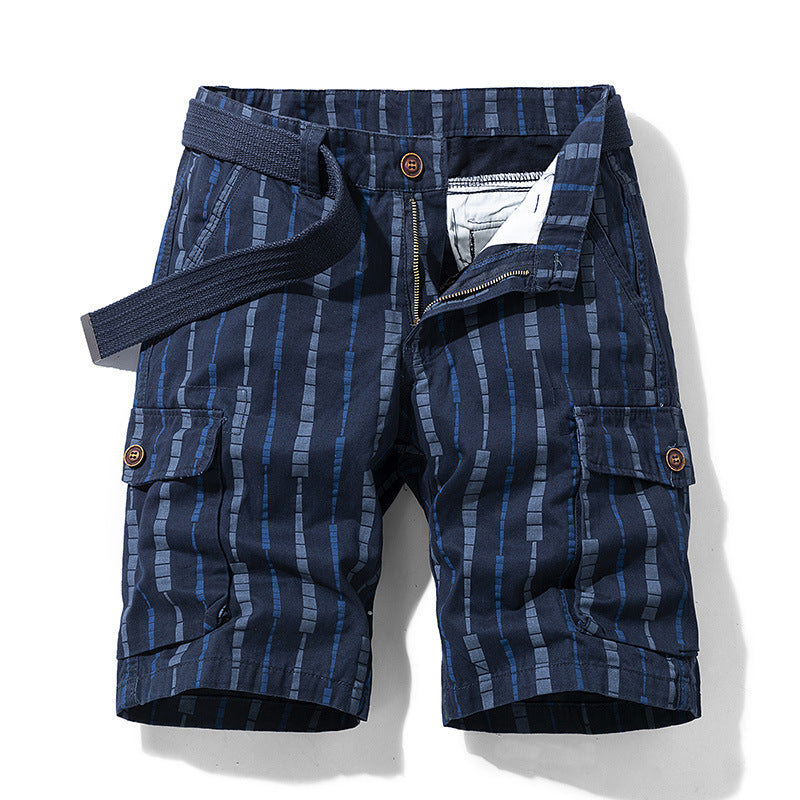 Men's Casual Striped Five-Point Workwear Shorts