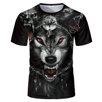 Cool Wolf Print Harajuku Scene Polyester Men's T-Shirt