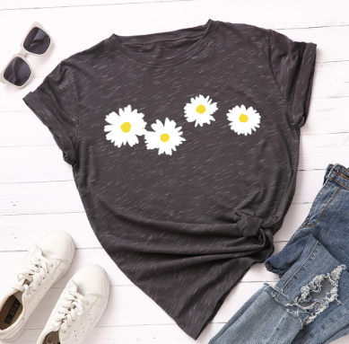 100% Cotton Women's T-Shirt with Cute Hedgehog Print