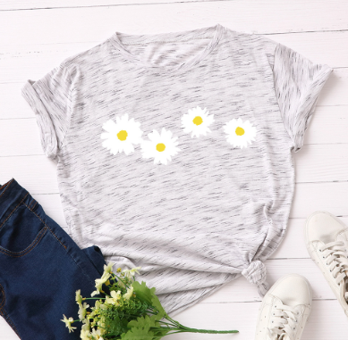 100% Cotton Women's T-Shirt with Cute Hedgehog Print