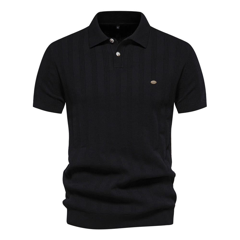 Men's Vintage Ribbed Polo Shirt (Single Piece)