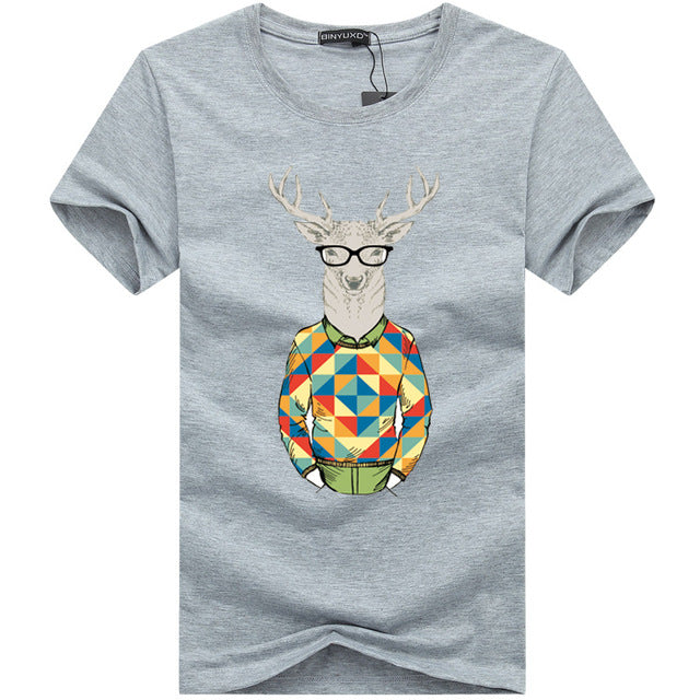 Binyuxd Men's Cotton Summer T-Shirt Casual Print
