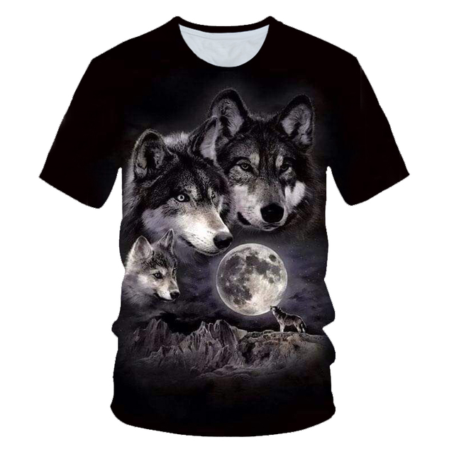 Cool Wolf Print Harajuku Scene Polyester Men's T-Shirt
