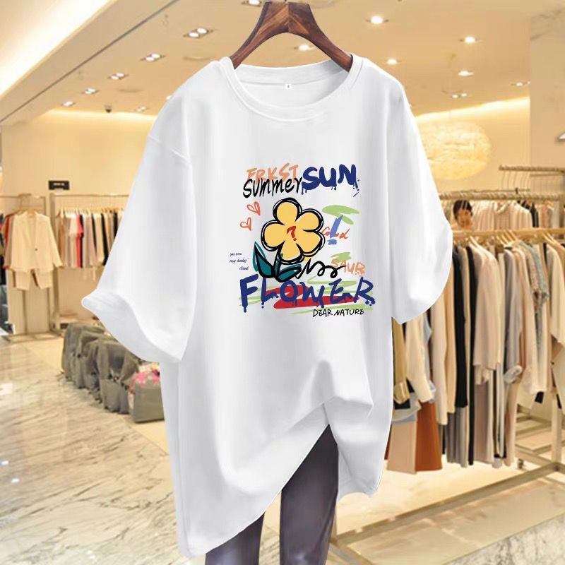 Women's Casual Floral Printed Cotton T-shirt (Short Sleeve)