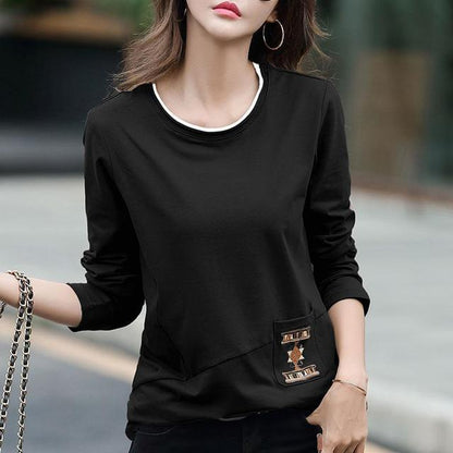Korean Casual Women's Slim Fit Cotton T-Shirt